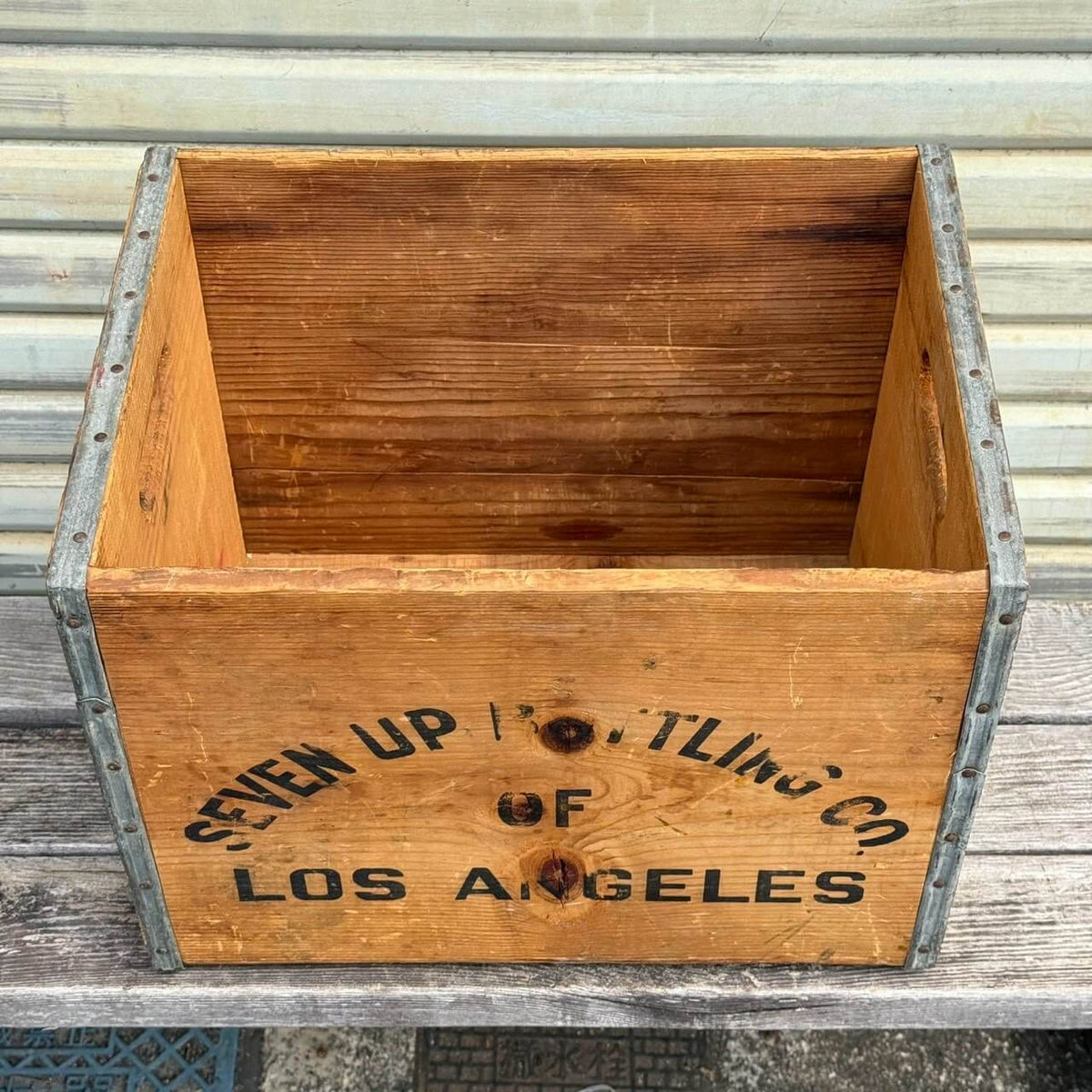 【1970年代】ビンテージ ガレージ アメリカン雑貨 店舗什器 7UP セブンアップ 木箱 ウッドボックス #2713-1