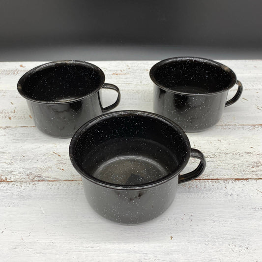 #309【1970-80年代】ビンテージ ホーロー（琺瑯） エナメル コーヒーカップ キャンプ用品 アウトドア アメリカ（3つセット）