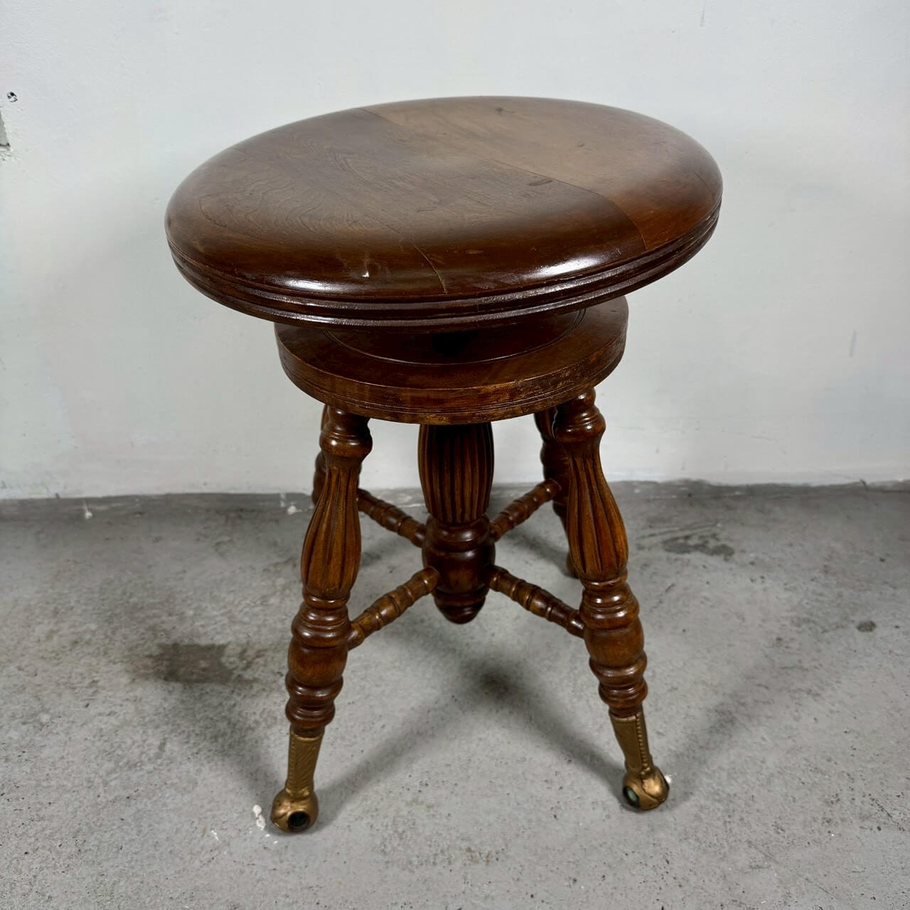 #2263【1920-40年代】ビンテージ ウッドスツール / ピアノスツール チェア アメリカ