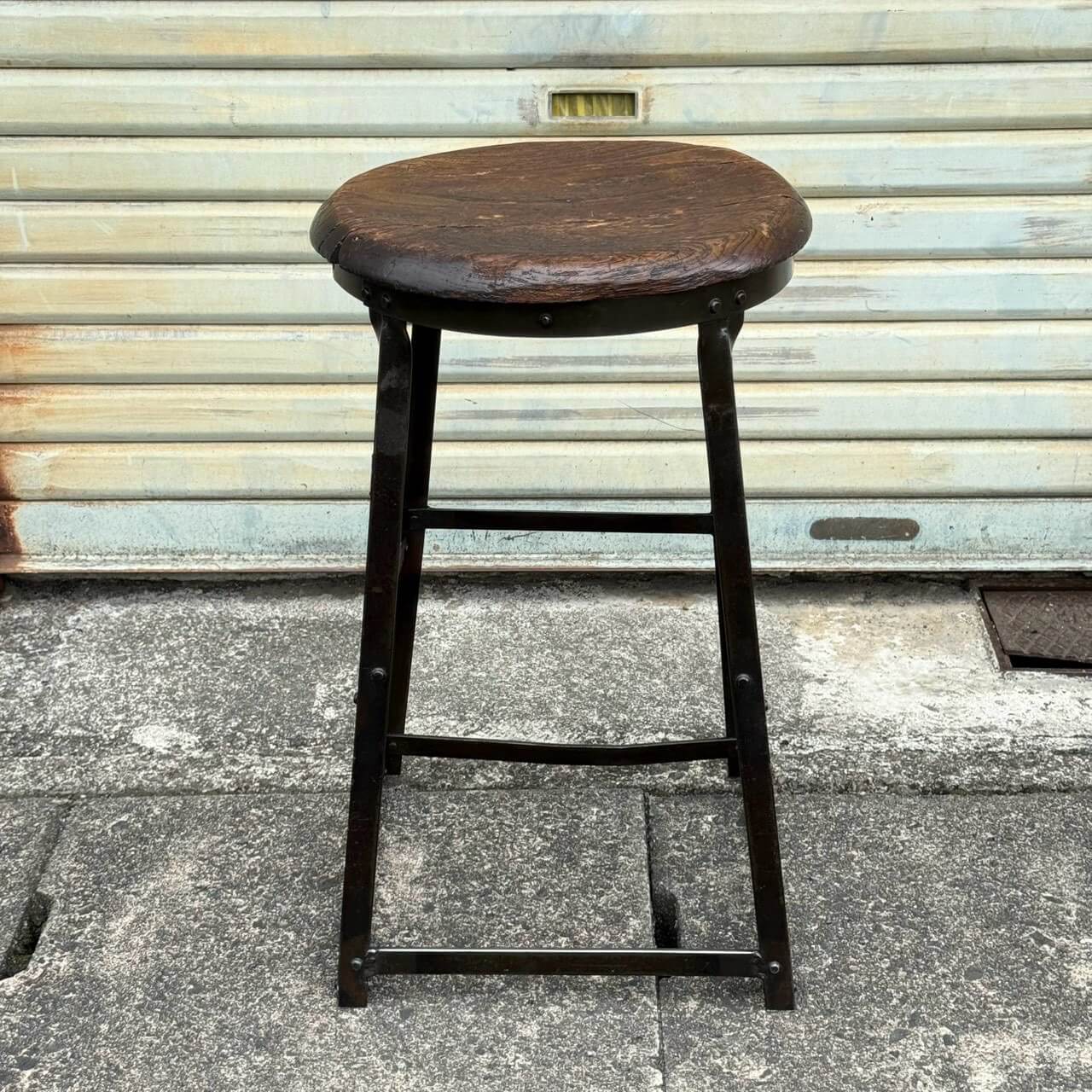 【1940-50年代】ビンテージ 椅子 アメリカン雑貨 店舗什器 ウッド スツール インダストリアル #2686