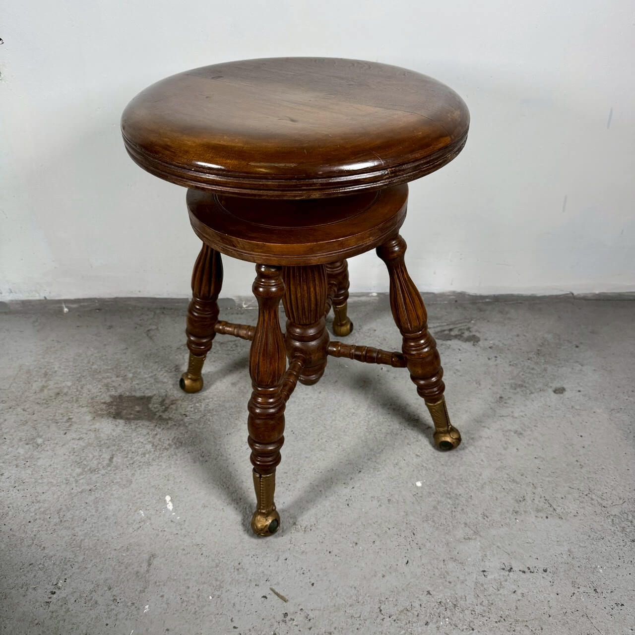 #2263【1920-40年代】ビンテージ ウッドスツール / ピアノスツール チェア アメリカ