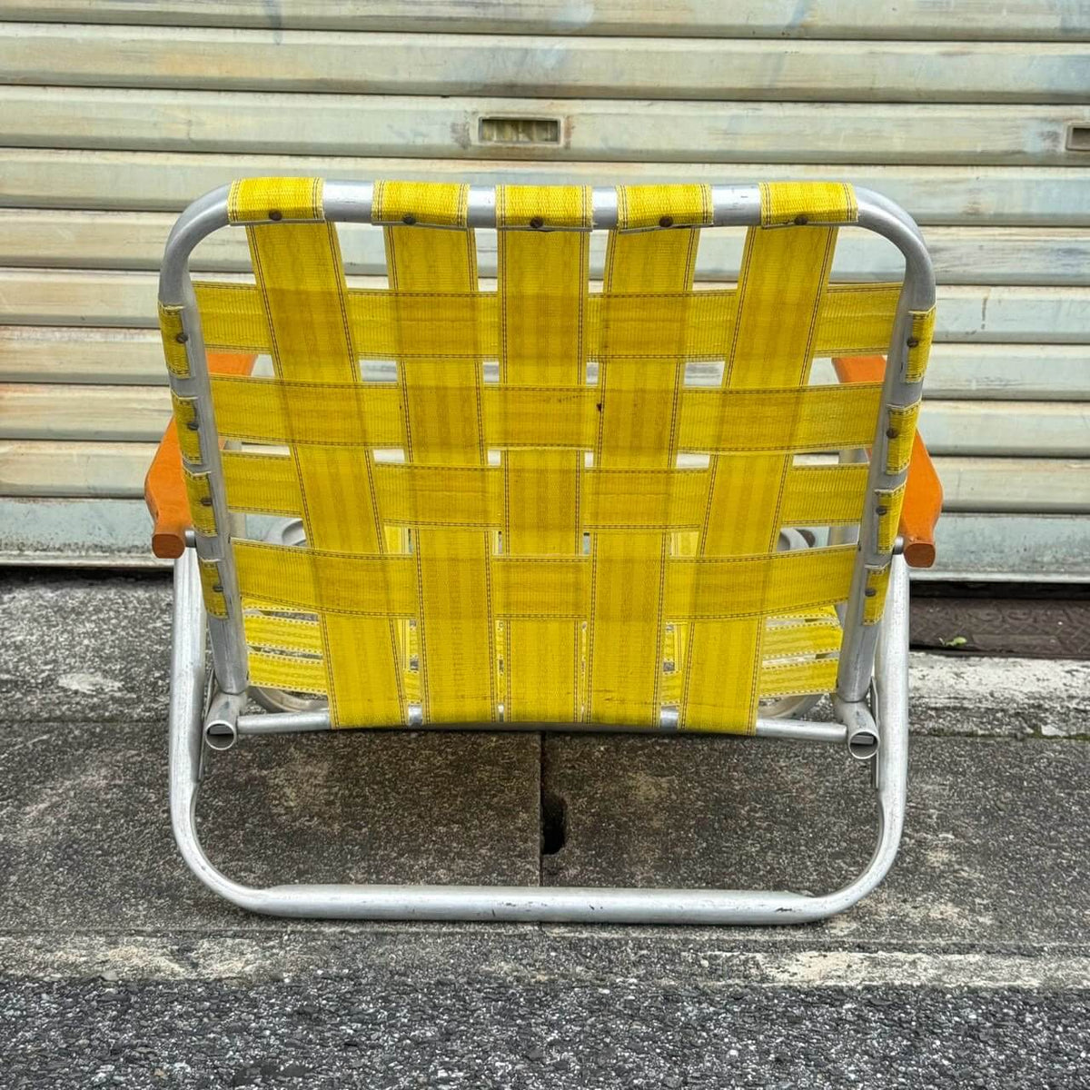 【1970年代】ビンテージ ガレージ アメリカン雑貨 店舗什器 ローンチェア アルミ 折りたたみ #2830
