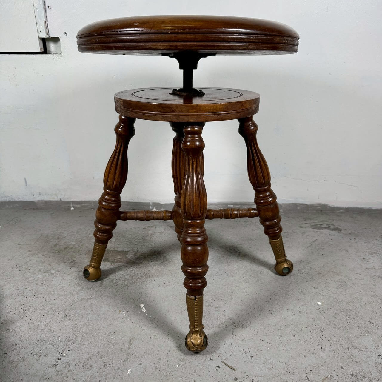 #2263【1920-40年代】ビンテージ ウッドスツール / ピアノスツール チェア アメリカ