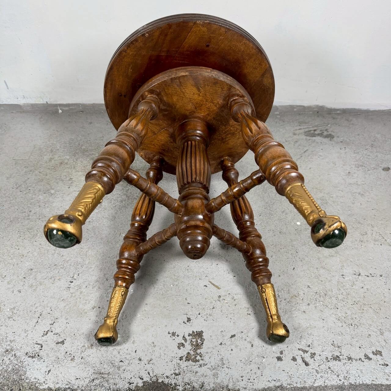 #2263【1920-40年代】ビンテージ ウッドスツール / ピアノスツール チェア アメリカ