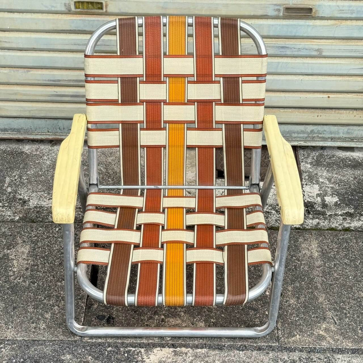 【1970年代】ビンテージ ガレージ アメリカン雑貨 店舗什器 ローンチェア アルミ 折りたたみ #2655-2