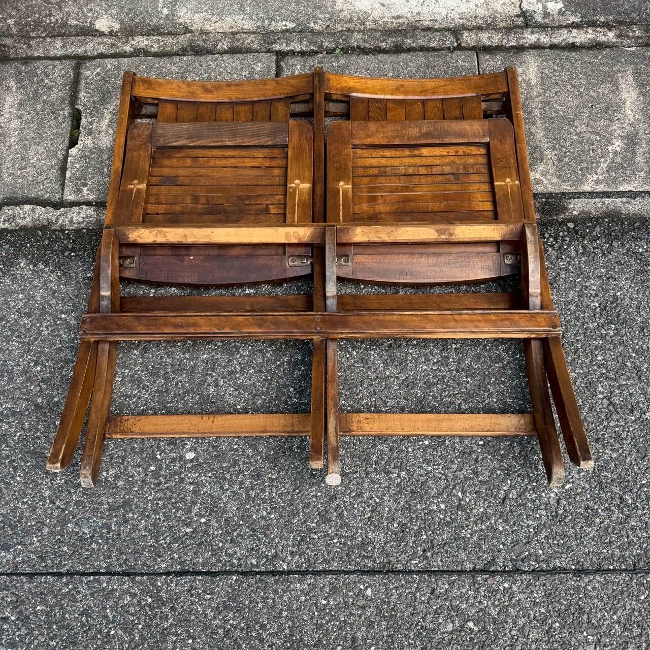 1950年代】ビンテージ 木製 2シーター フォールディングチェア