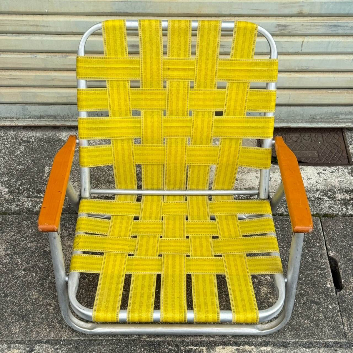 【1970年代】ビンテージ ガレージ アメリカン雑貨 店舗什器 ローンチェア アルミ 折りたたみ #2830
