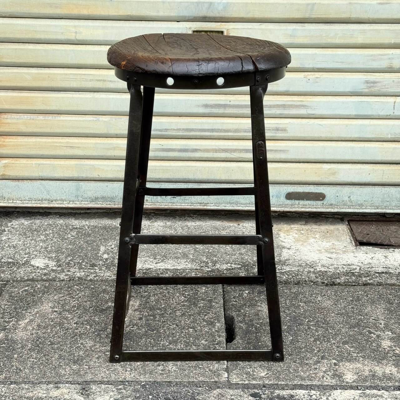 【1940-50年代】ビンテージ 椅子 アメリカン雑貨 店舗什器 ウッド スツール インダストリアル #2686
