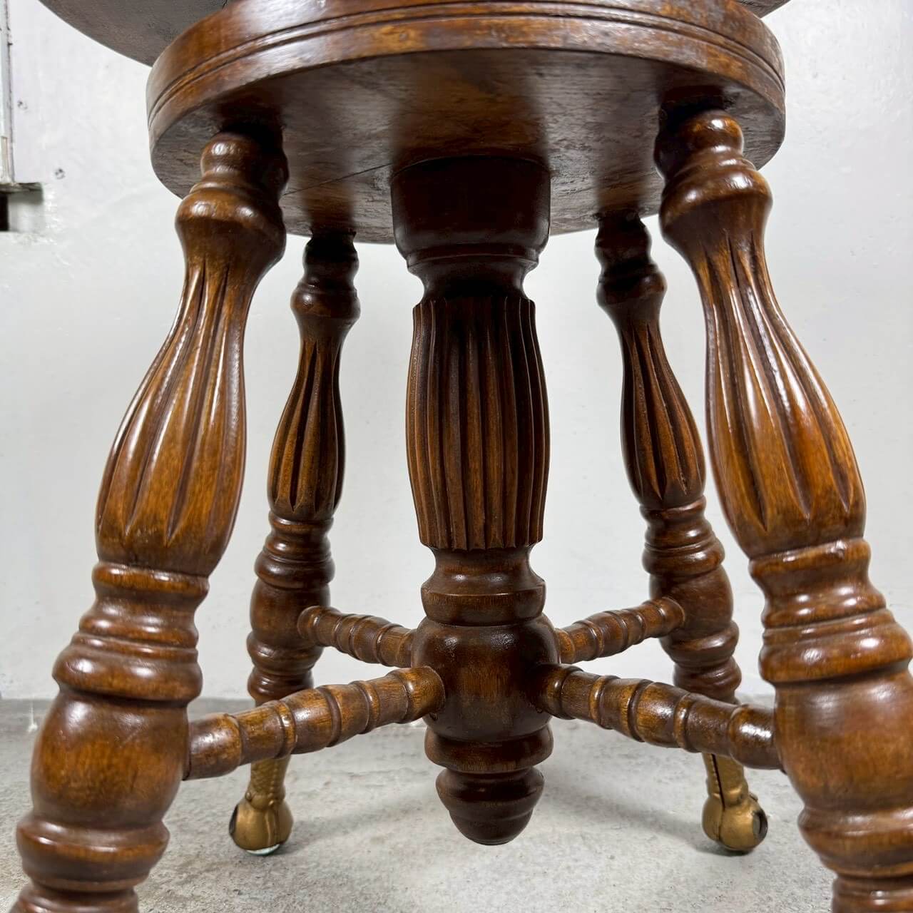 #2263【1920-40年代】ビンテージ ウッドスツール / ピアノスツール チェア アメリカ