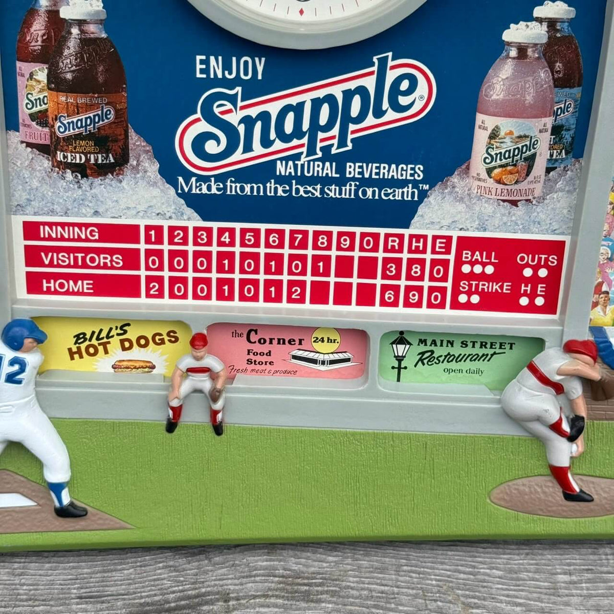 【1990年代】ビンテージ 時計 アメリカン雑貨 店舗什器 SNAPPLE スナップル ベースボール #2803