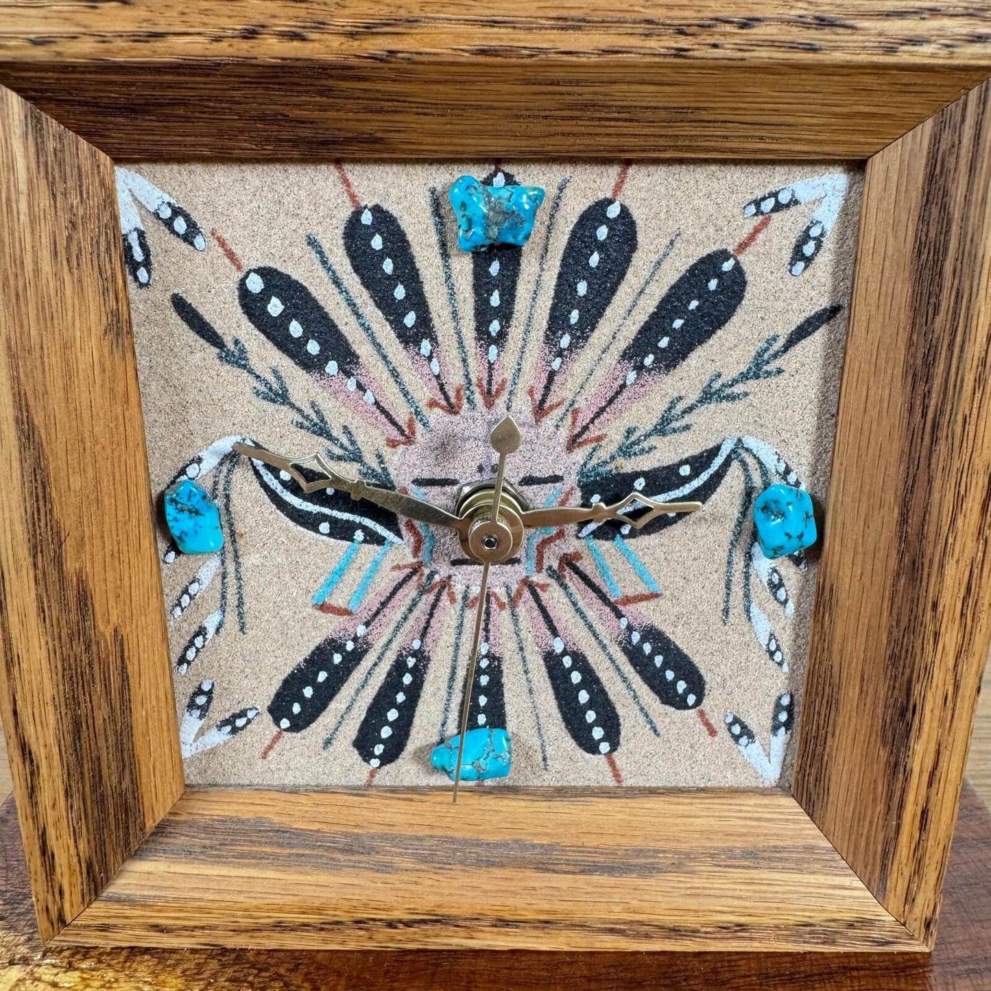 #1689 ナバホ族 サンドペインティング クロック 時計