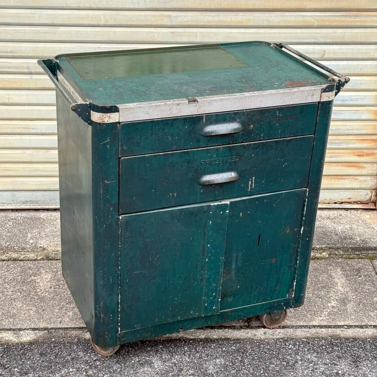【1940-50年代】ビンテージ ガレージ アメリカン雑貨 店舗什器 PRESSTEEL ツールキャビネット スチール #2745