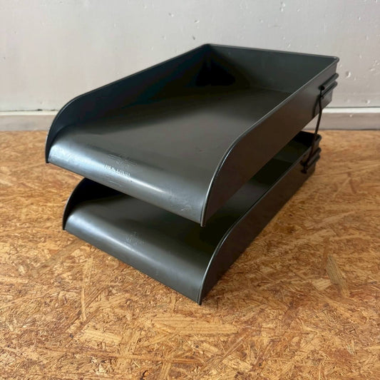 #2435【1940-50年代】ビンテージ GLOBE-WERNICKE インダストリアル レタートレイ 2段 / デスクオーガナイザ アメリカ