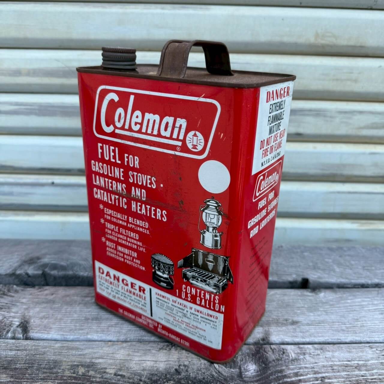 まとめ売り　アメリカ　車関係　ビンテージ　缶　紙箱　ガソリン計量缶 1960-70年代】ビンテージ Coleman コールマン ガソリン缶 1ガロン