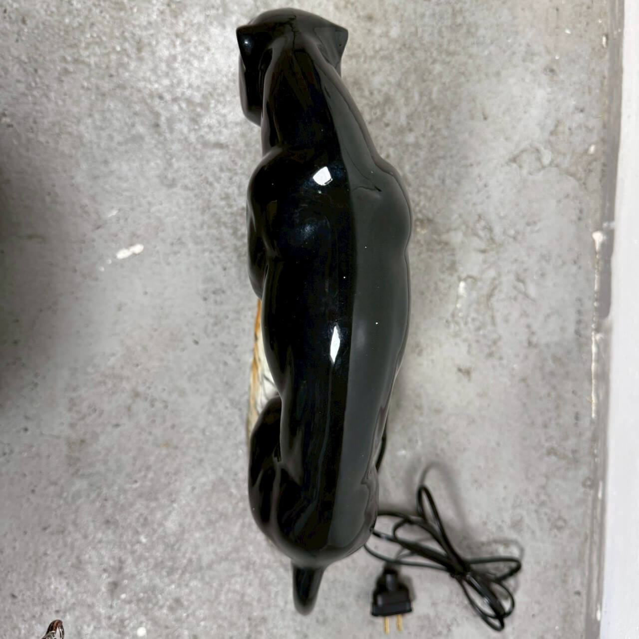 #2270【1950-60年代】ビンテージ ブラックパンサー オブジェ セラミック ライト付き ミッドセンチュリー アメリカ