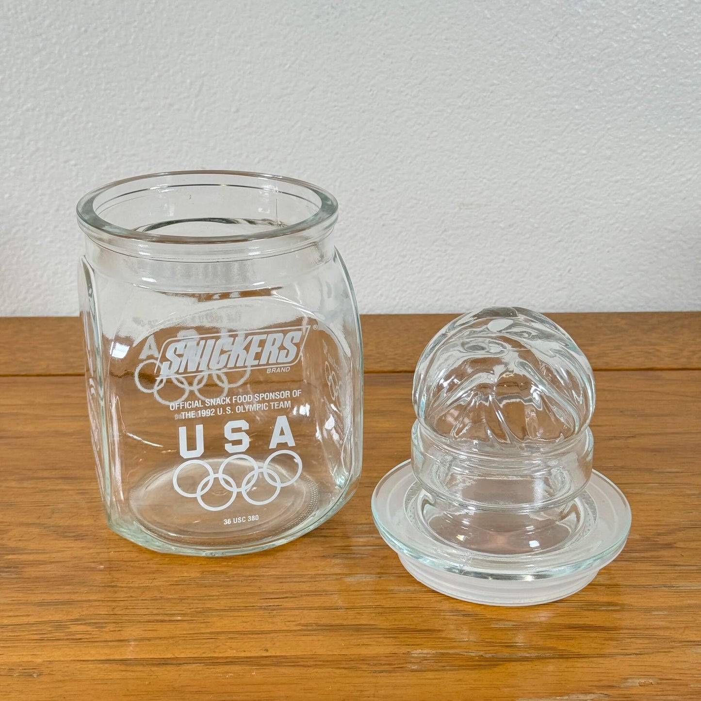 #1531【1992年製】ビンテージ オリンピック記念品 ガラスジャー / 収納瓶 小物入れ アメリカ