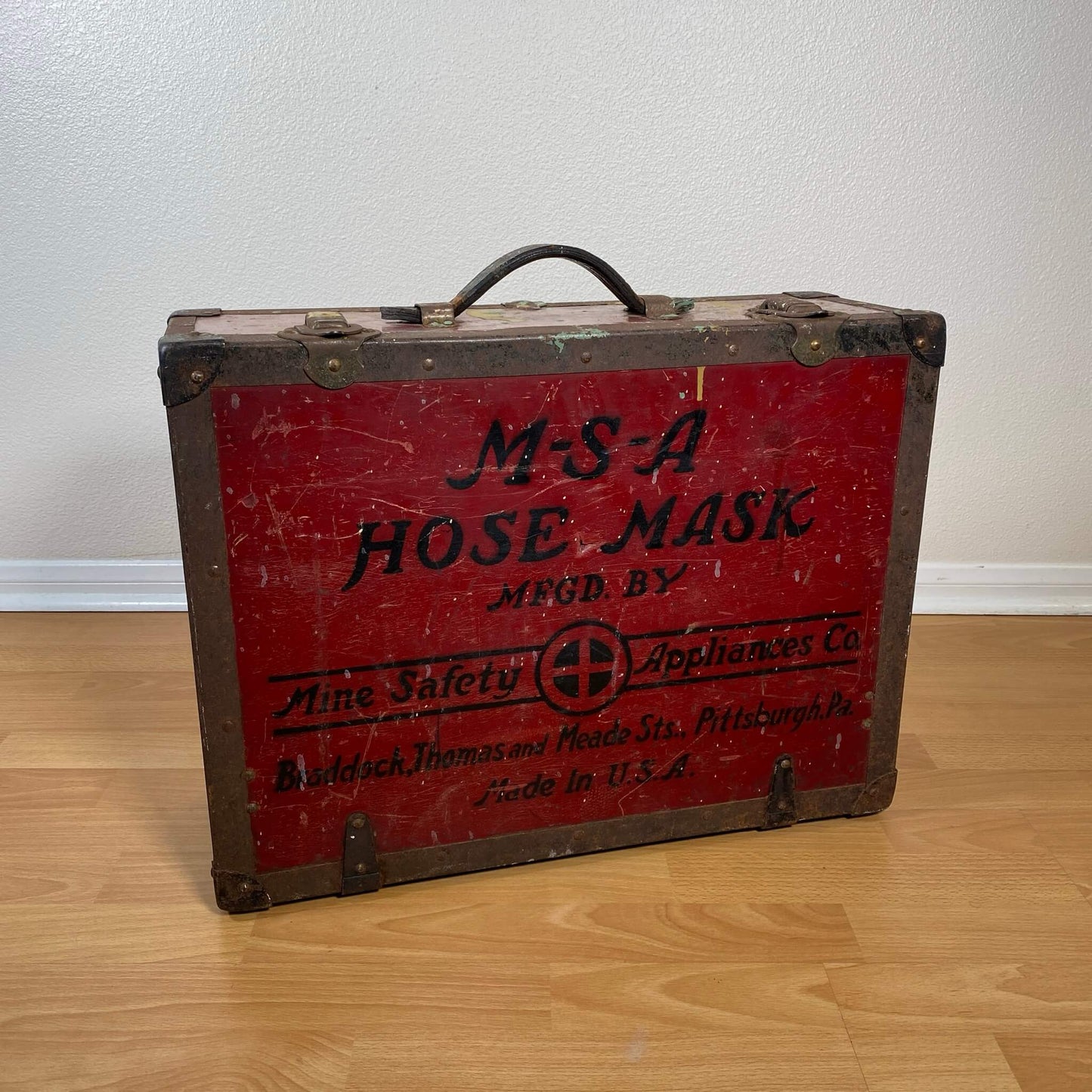 #725【1930-40年代】ビンテージ MSA HOSE MASK 木製ハードケース / 収納ケース アメリカ