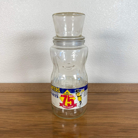 #577 【1991年】ビンテージ Mr.PEANUT（ミスターピーナッツ） ガラス瓶 / 保管容器 小物入れ ガラスコンテナ アメリカ