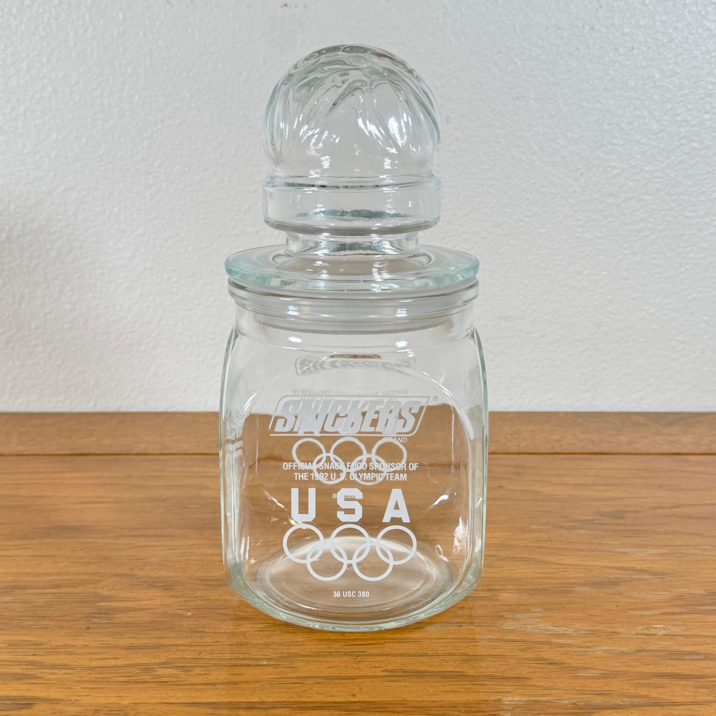 #1531【1992年製】ビンテージ オリンピック記念品 ガラスジャー / 収納瓶 小物入れ アメリカ