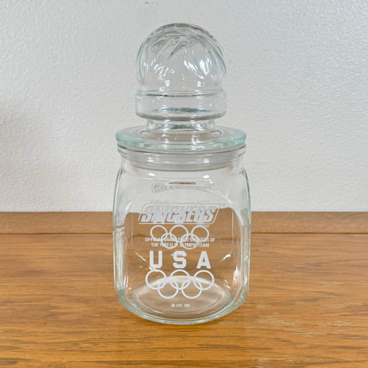#1531【1992年製】ビンテージ オリンピック記念品 ガラスジャー / 収納瓶 小物入れ アメリカ