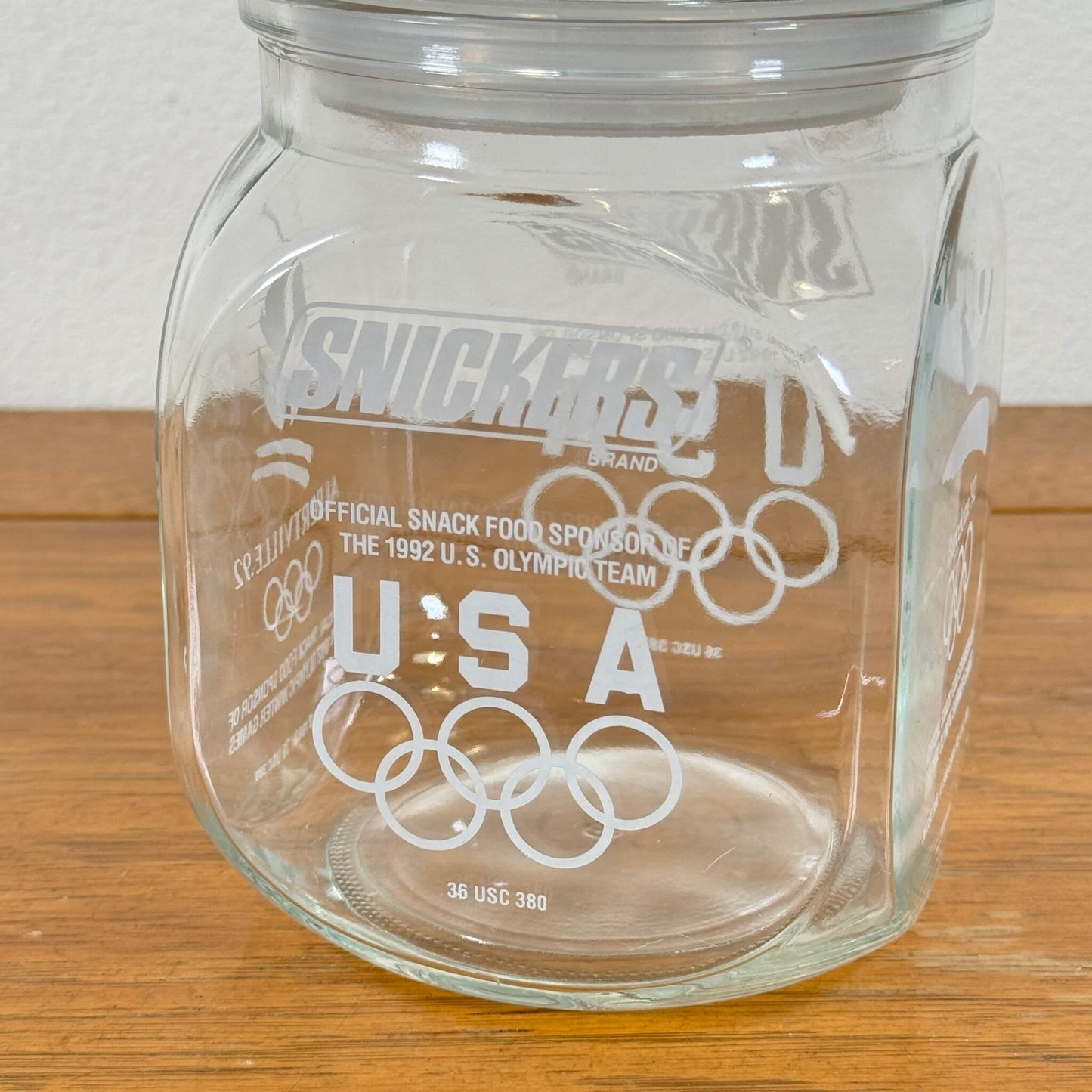 #1531【1992年製】ビンテージ オリンピック記念品 ガラスジャー / 収納瓶 小物入れ アメリカ