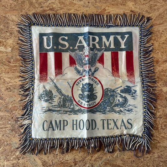 #2411【1960-70年代】ビンテージ U.S. ARMY Camp Hood Texas クッションカバー / ミリタリー アメリカ