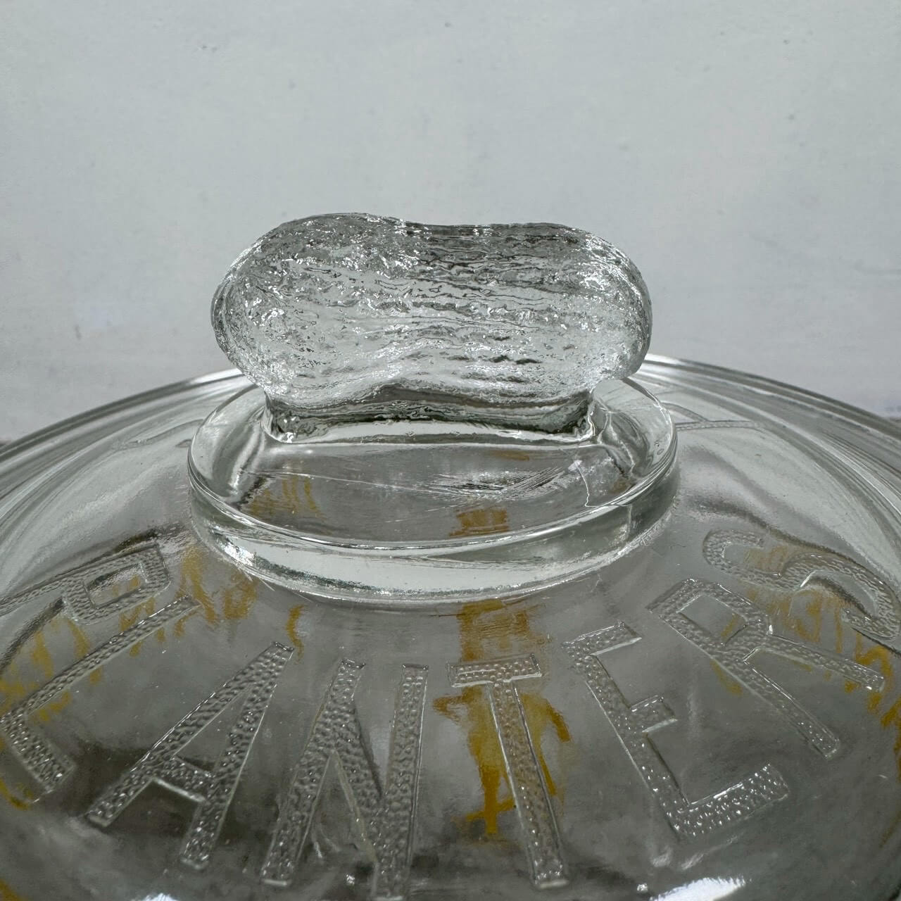 #2402【1960-70年代】ビンテージ PLANTERS ミスターピーナッツ ガラスキャニスター / オリジナルリッド付 アドバタイジングジャー