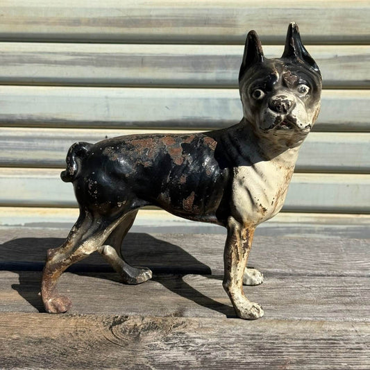 【1920-40年代頃】アンティーク オブジェ ドアストッパー アメリカン雑貨 店舗什器 ボストンテリア 犬 置物 キャストアイアン #2626
