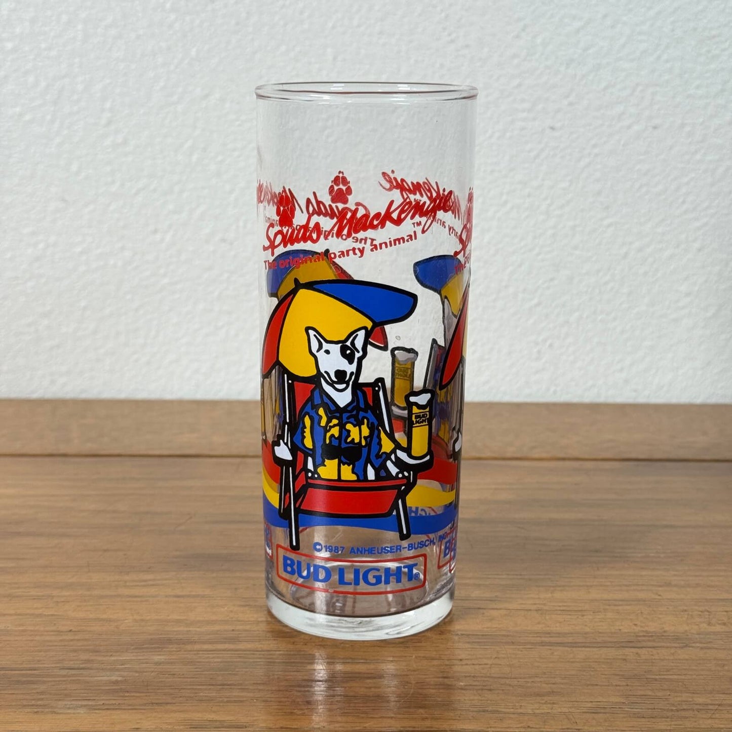 #2026【1987年】ビンテージ Spuds MacKenzie （スパッズ・マッケンジー）グラス / BUD LIGHT アメリカ