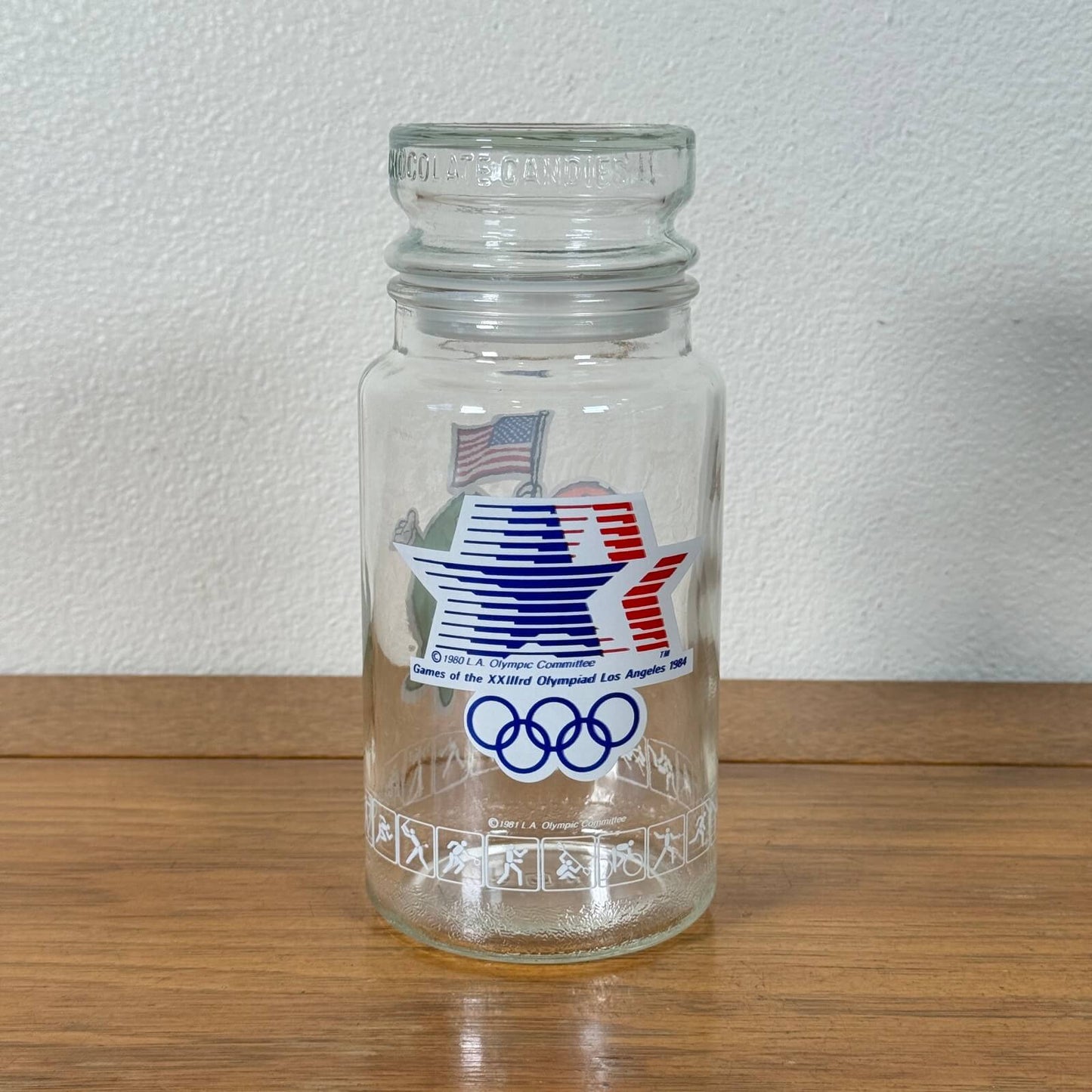 #2033【1984年】ビンテージ M&M’s アドバタイジング  ロサンゼルス五輪 オリンピック記念 ガラスジャー アメリカ