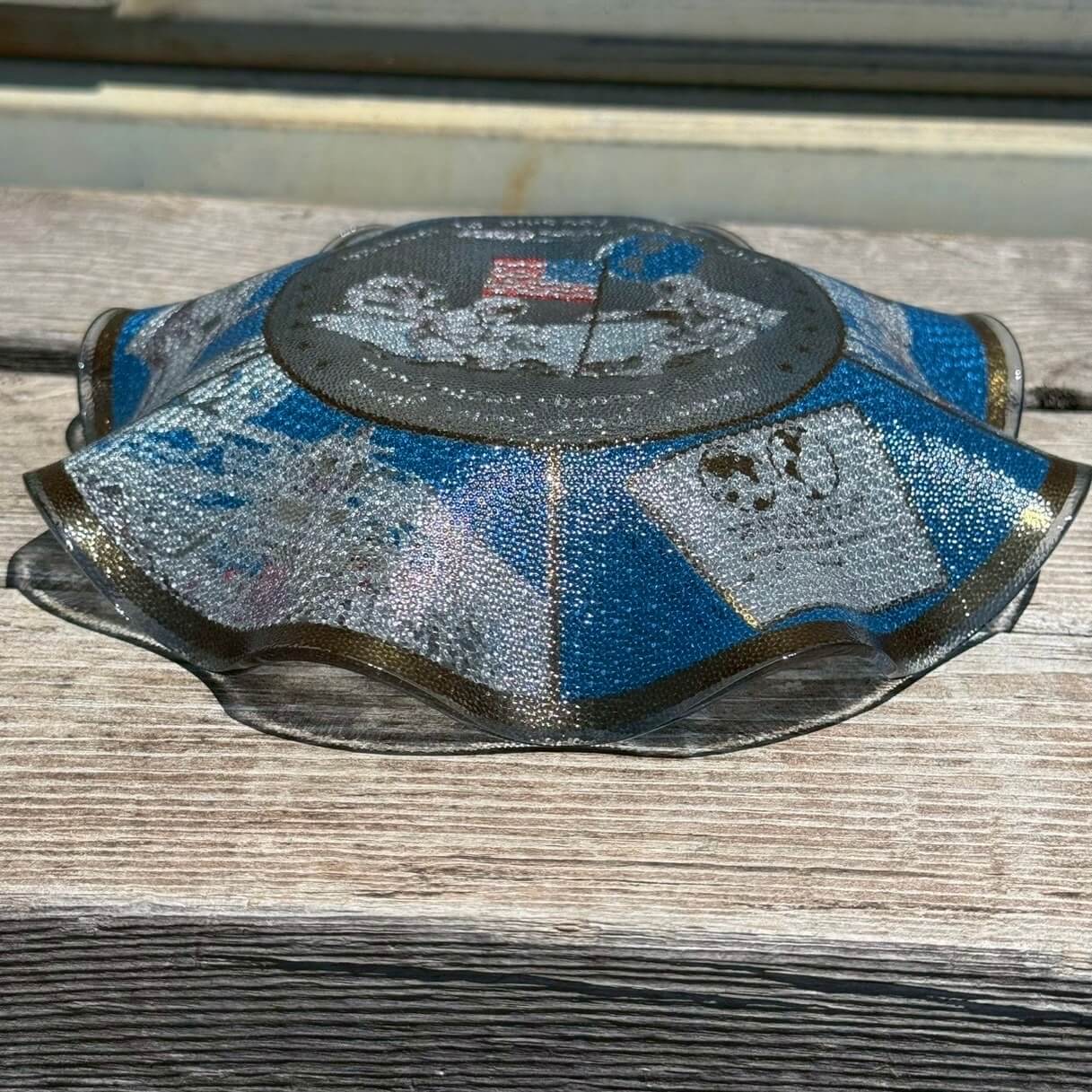 【1970〜80年代】ビンテージ ガラストレイ アメリカン雑貨 店舗什器 コイントレイ アポロ11号 #1610