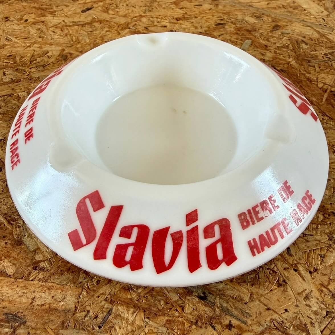 【1970年代】ビンテージ 灰皿 アメリカン雑貨 ミルクガラス 店舗什器 ビールロゴ #2299