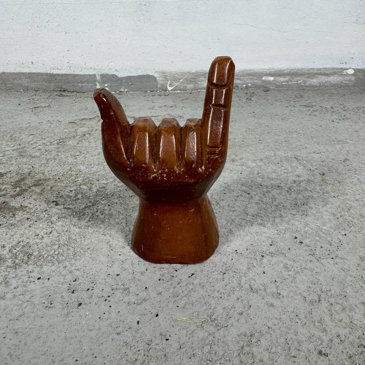 #2341【1960-70年代】ビンテージ ハワイ “SHAKA” ハンド オブジェ / HAWAII刻印 ウッドディスプレイ アメリカ