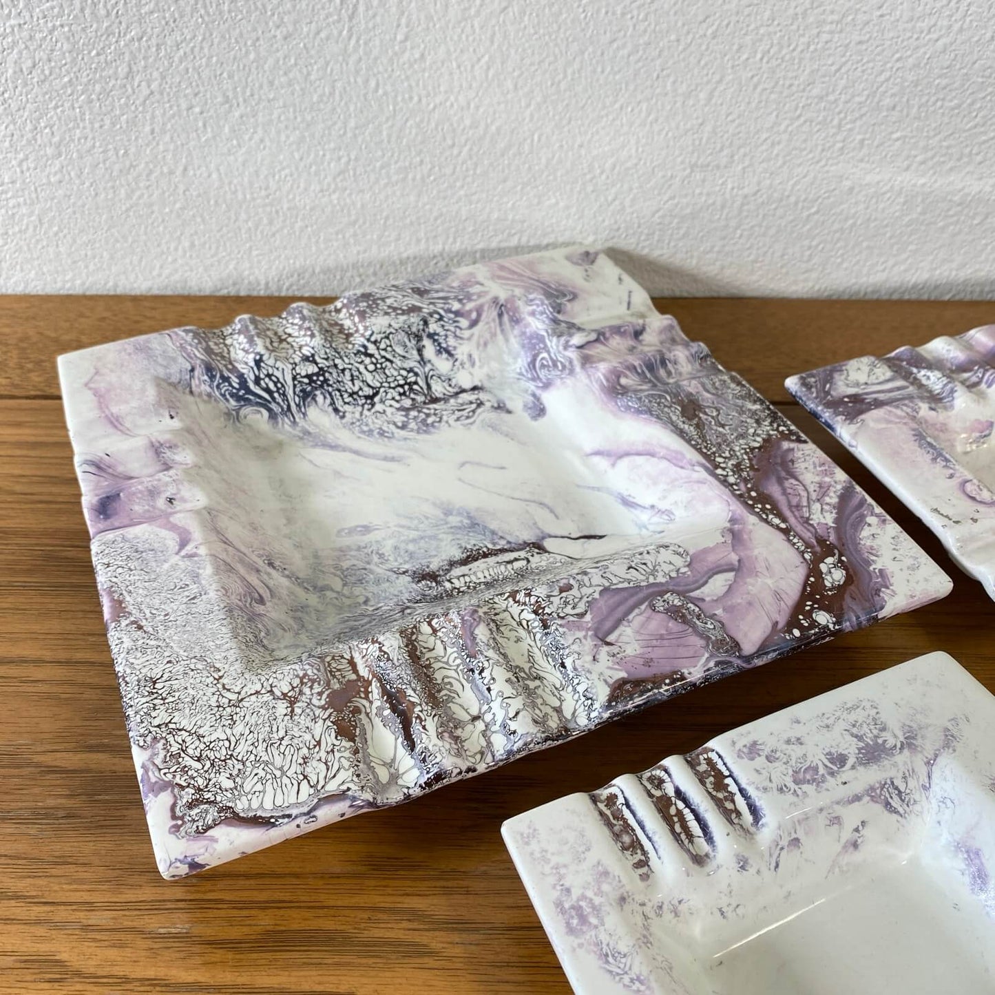 #910【1970年代】ビンテージ 灰皿 カリフォルニアポッタリー 3点セット