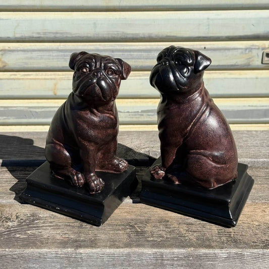 【ビンテージ】オブジェ ブックエンド アメリカン雑貨 店舗什器 パグ 犬 #2632
