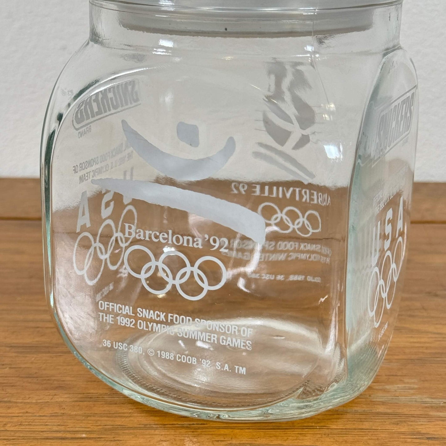 #1531【1992年製】ビンテージ オリンピック記念品 ガラスジャー / 収納瓶 小物入れ アメリカ