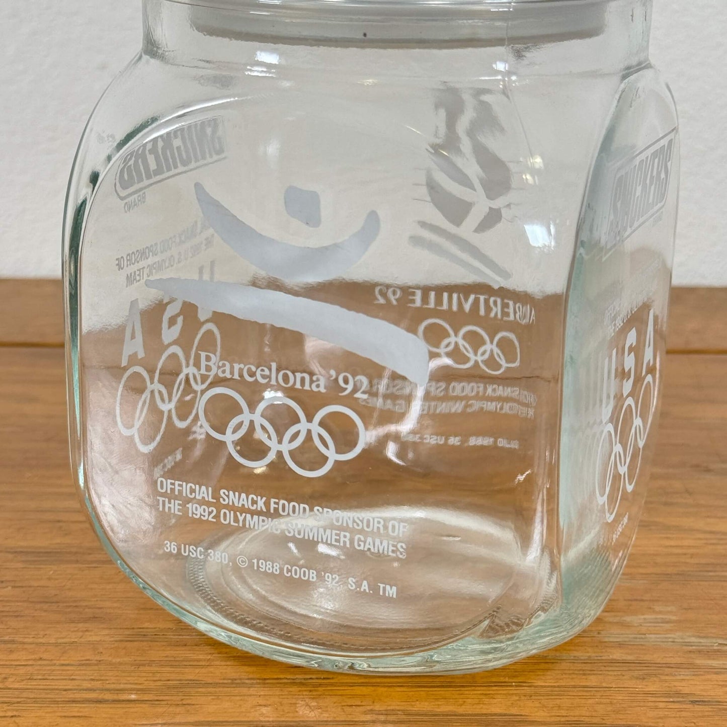 #1531【1992年製】ビンテージ オリンピック記念品 ガラスジャー / 収納瓶 小物入れ アメリカ