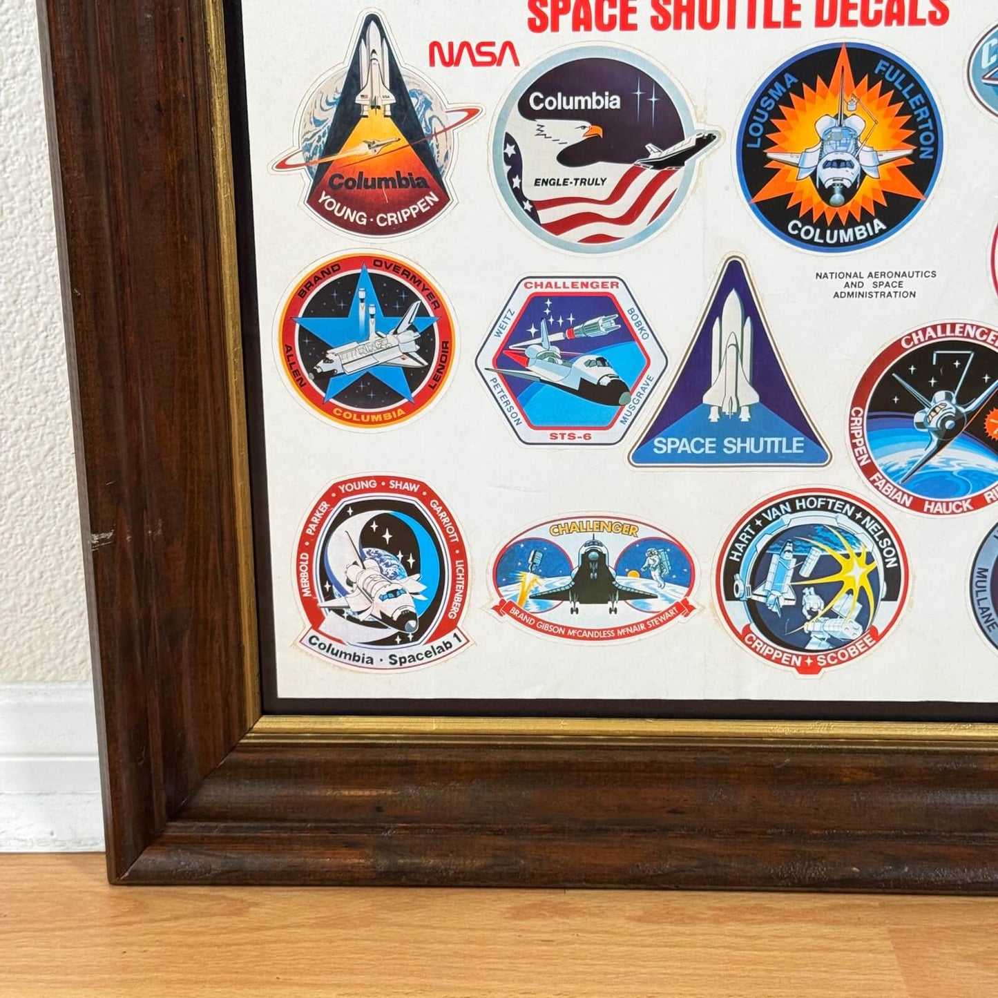 #1951【1980年代】ビンテージ NASA ステッカー アートフレーム / ウォールデコ アメリカ