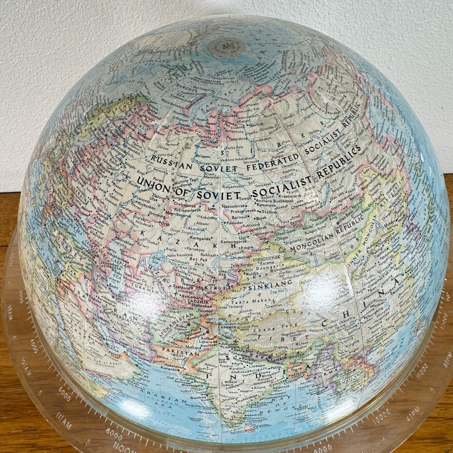 #1545【1961年】ビンテージ National Geographic 地球儀 ディスプレイ アメリカ