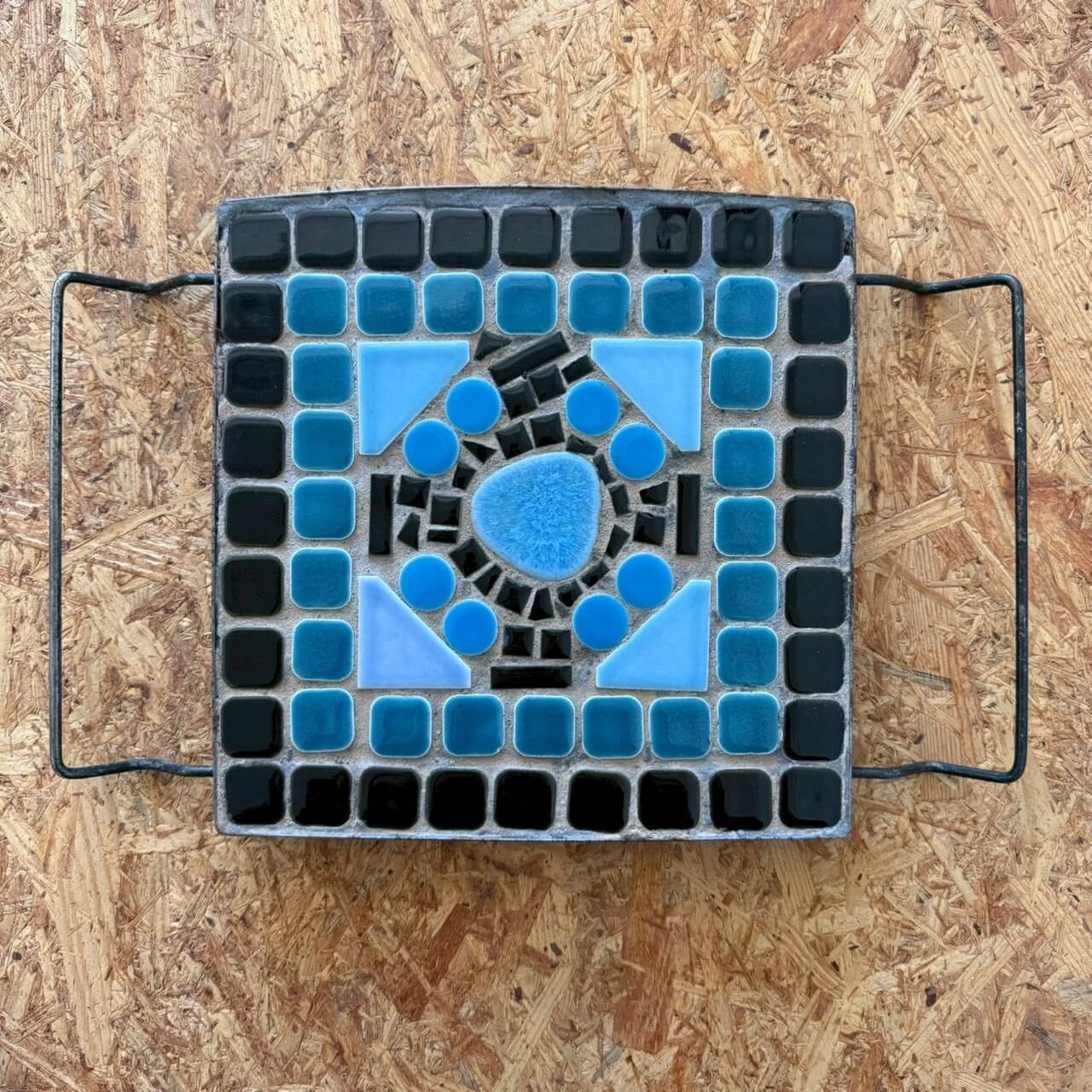 #2297【1970年代】ビンテージ モザイクタイル トリベット / アイアンハンドル付き 鍋敷き アメリカ