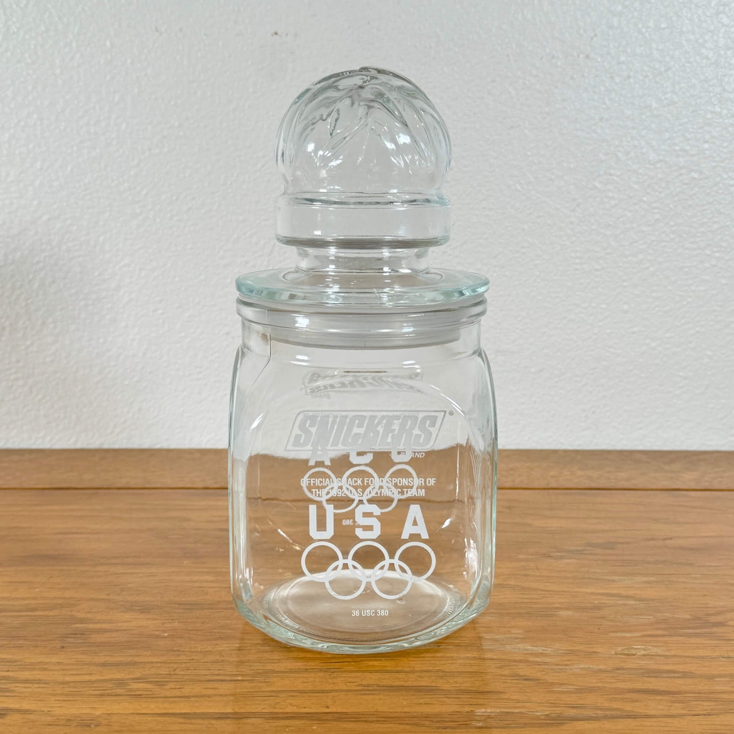 #1531【1992年製】ビンテージ オリンピック記念品 ガラスジャー / 収納瓶 小物入れ アメリカ