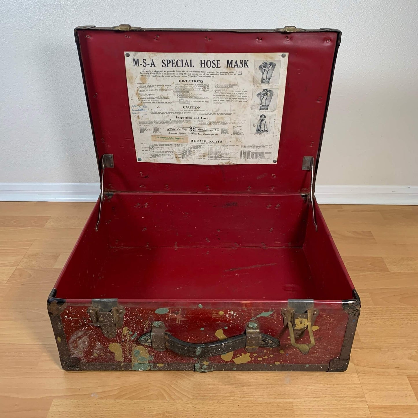 #725【1930-40年代】ビンテージ MSA HOSE MASK 木製ハードケース / 収納ケース アメリカ
