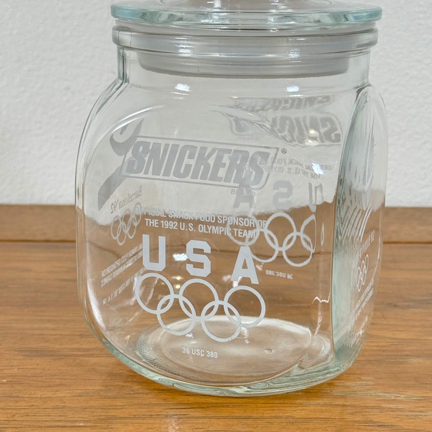 #1531【1992年製】ビンテージ オリンピック記念品 ガラスジャー / 収納瓶 小物入れ アメリカ