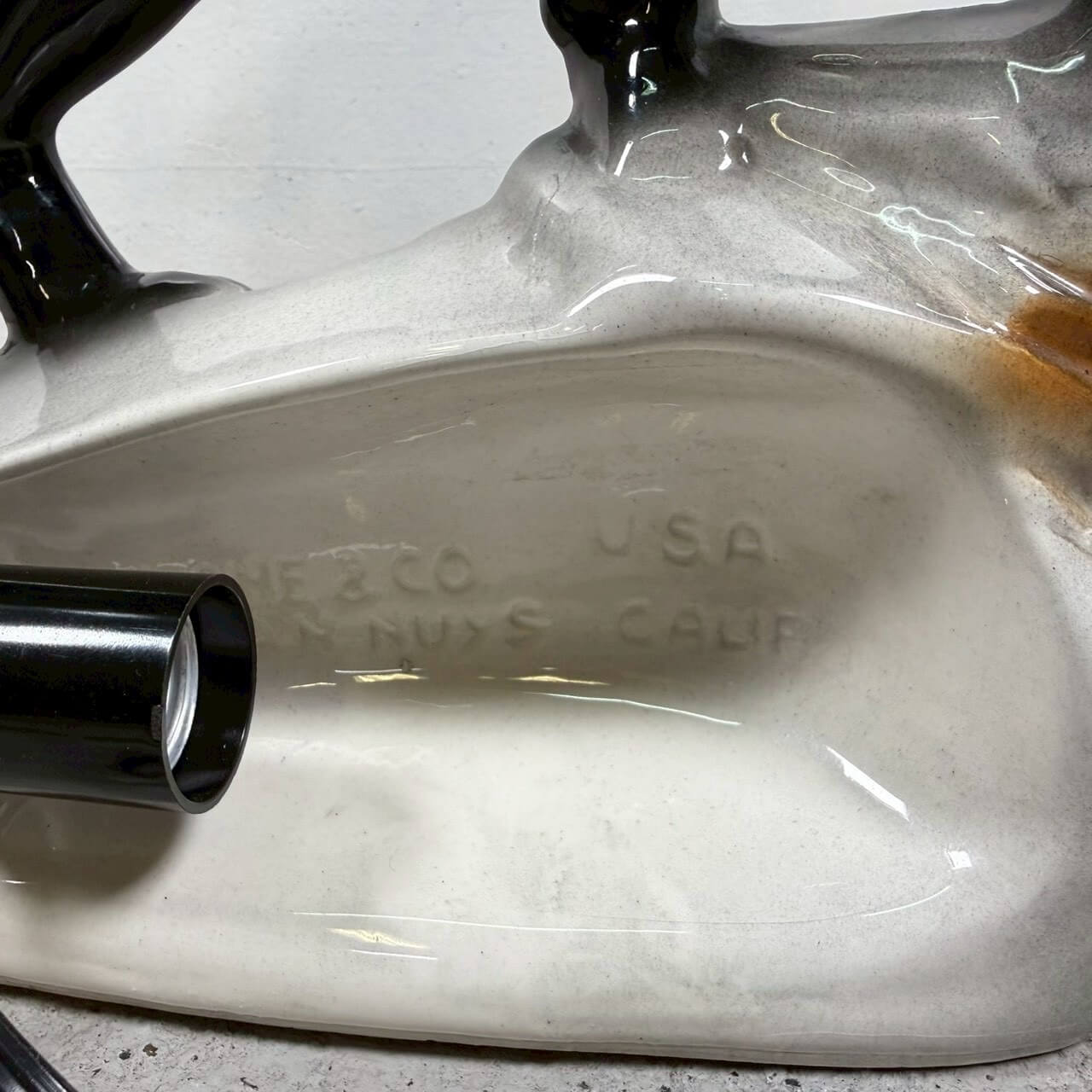 #2270【1950-60年代】ビンテージ ブラックパンサー オブジェ セラミック ライト付き ミッドセンチュリー アメリカ