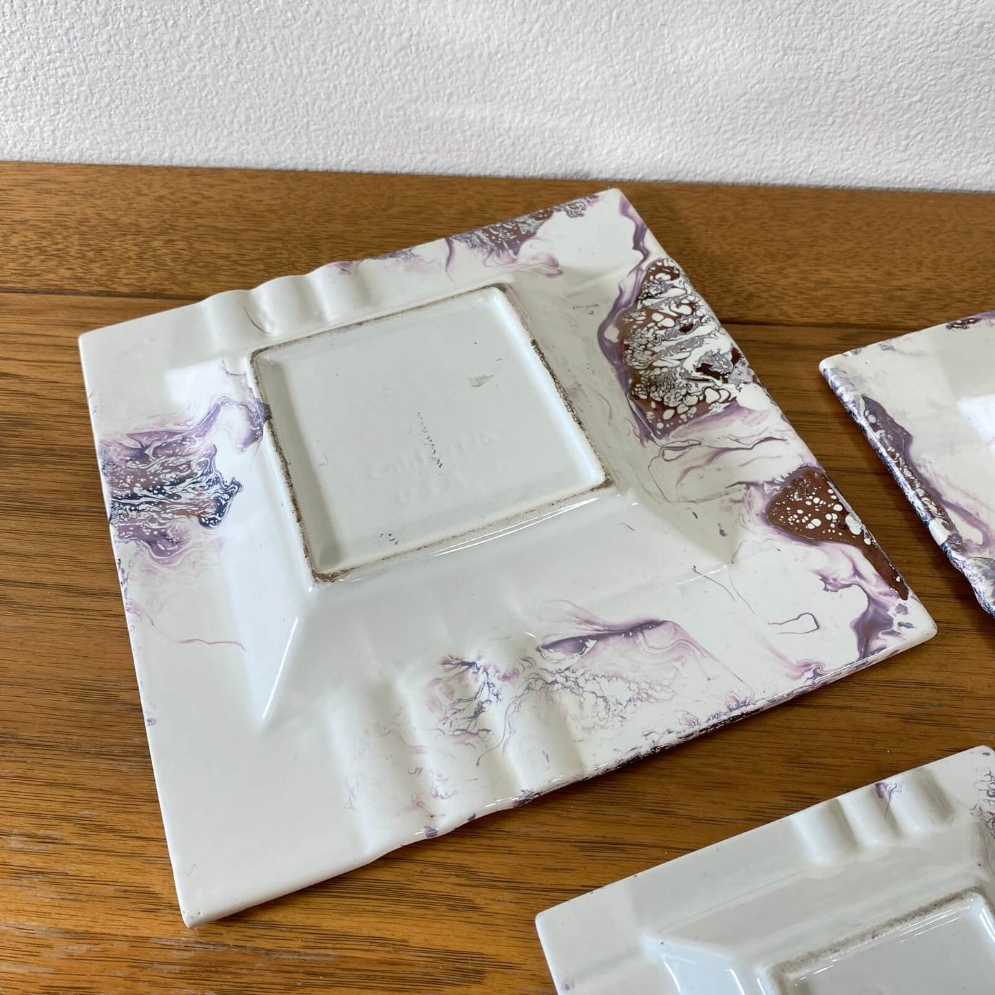 #910【1970年代】ビンテージ 灰皿 カリフォルニアポッタリー 3点セット