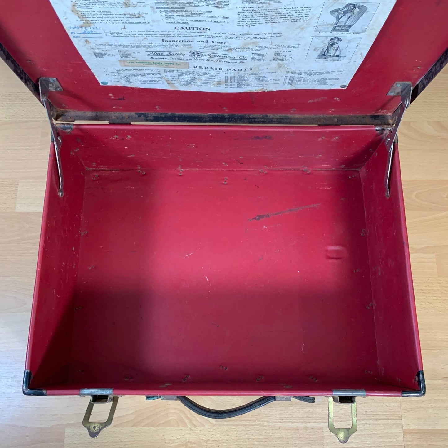 #725【1930-40年代】ビンテージ MSA HOSE MASK 木製ハードケース / 収納ケース アメリカ