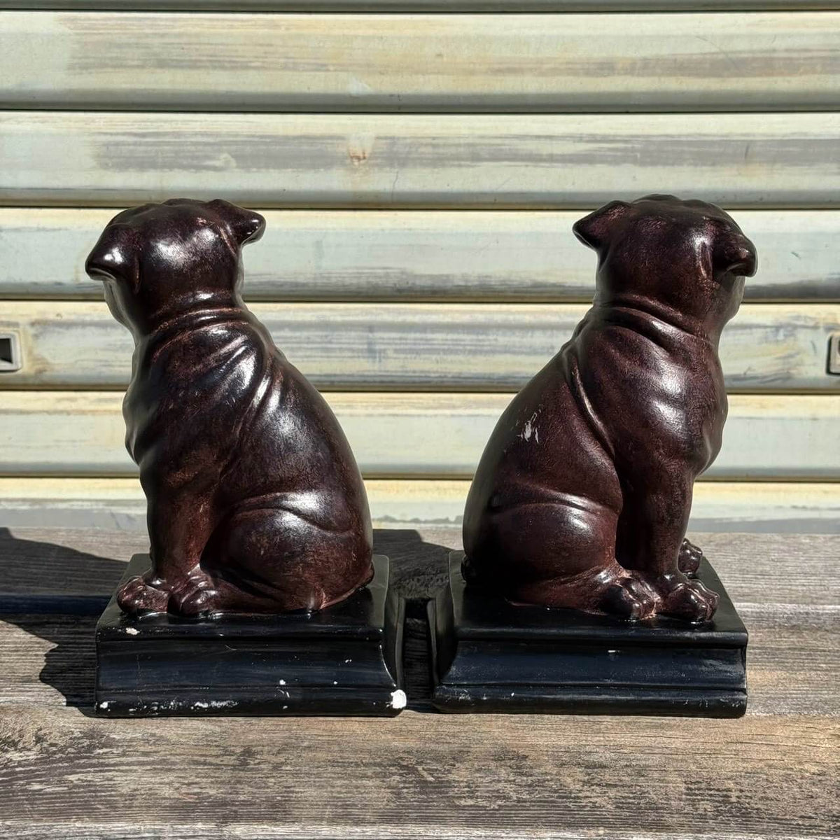 【ビンテージ】オブジェ ブックエンド アメリカン雑貨 店舗什器 パグ 犬 #2632