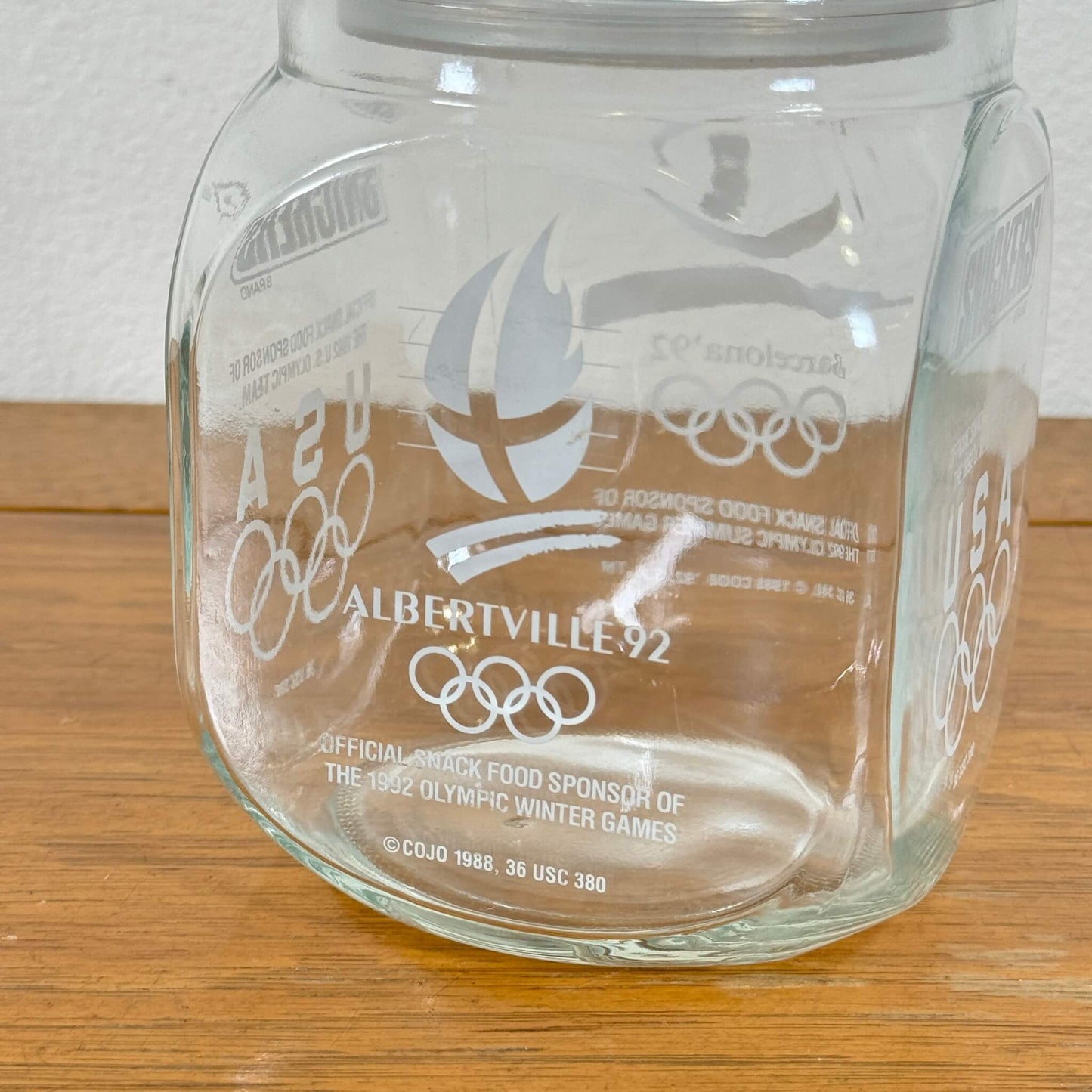 #1531【1992年製】ビンテージ オリンピック記念品 ガラスジャー / 収納瓶 小物入れ アメリカ