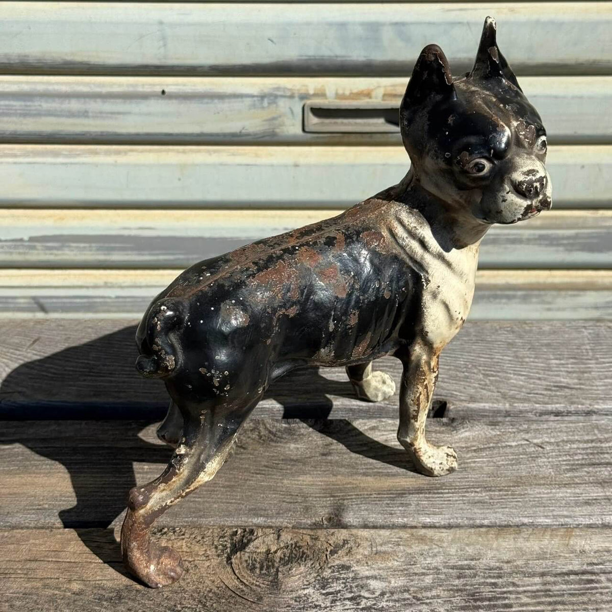 【1920-40年代頃】アンティーク オブジェ ドアストッパー アメリカン雑貨 店舗什器 ボストンテリア 犬 置物 キャストアイアン #2626