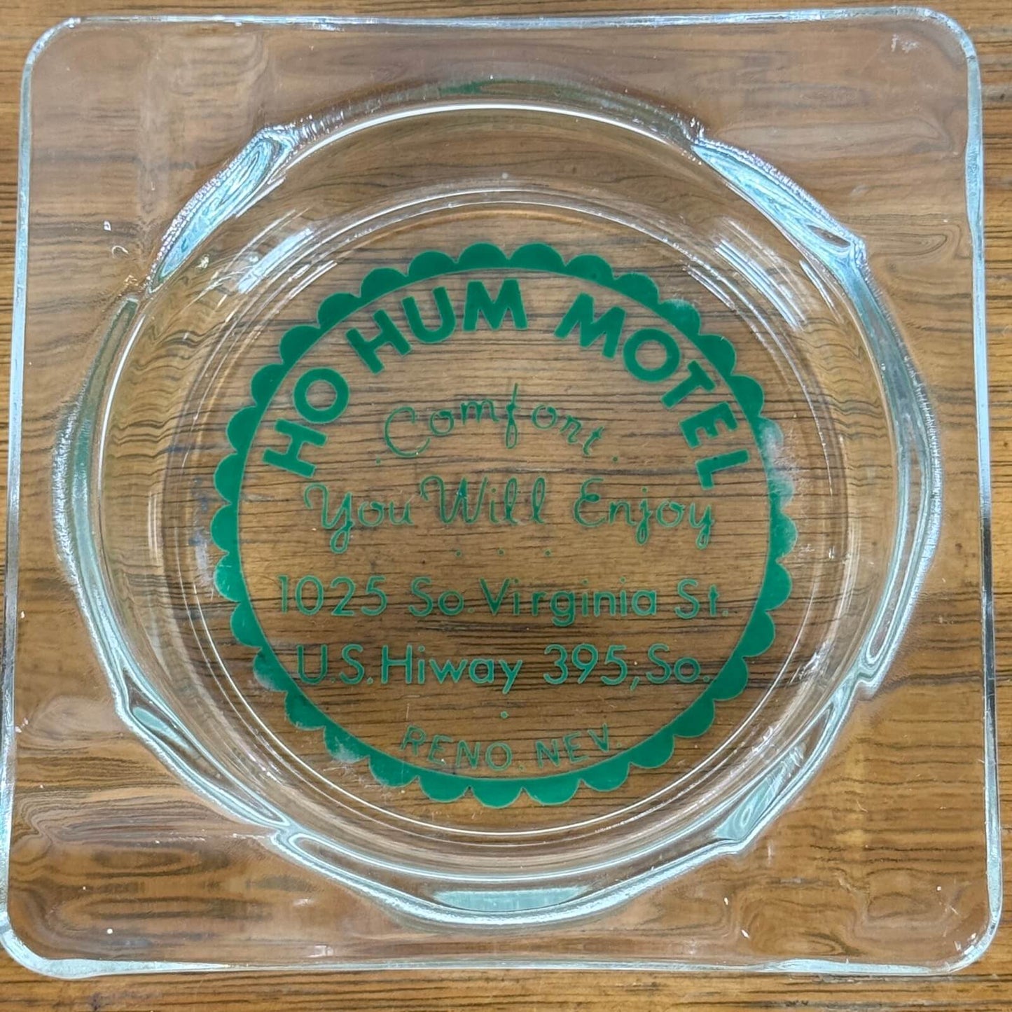 【1960-70年代】ビンテージ HO HUM MOTEL ガラス灰皿 / アッシュトレイ ネバダ州 アメリカ #1247-10